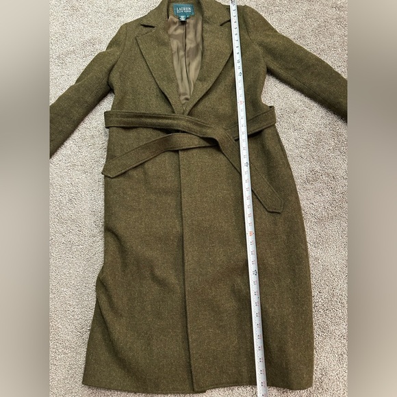 Lauren by Ralph Lauren Olive Wool Wrap Coat with Belt- Women’s Size Medium - Picture 9 of 10